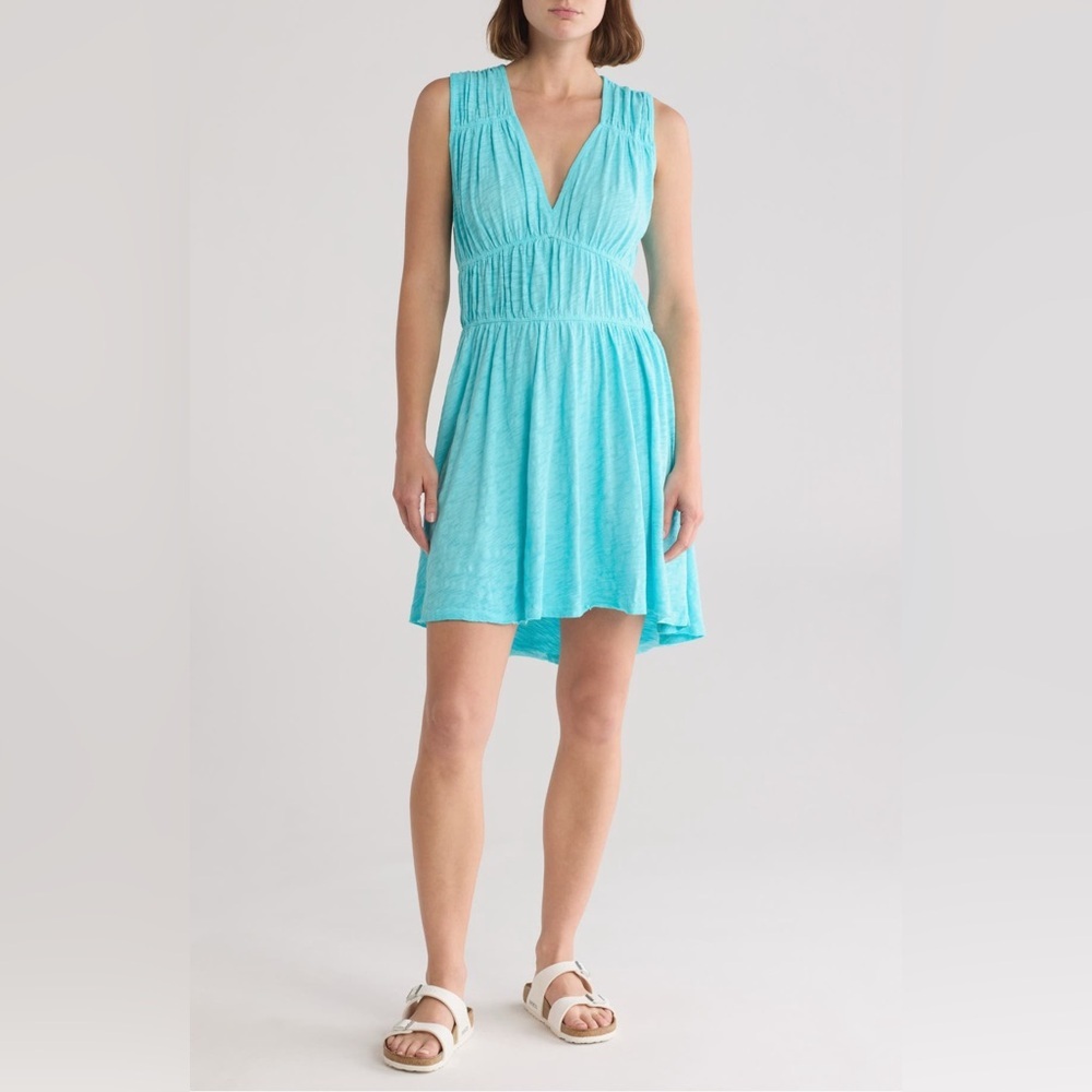 NWT ATM‎ Anthony Thomas Melillo Sublime Slub Jersey Minidress Aqua Mist Size M - Picture 2 of 12